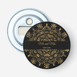 Zwart goud art deco traditionele luxe mandala button flesopener