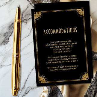 Zwart Goud Art Deco Trouwaccommodaties Informatiekaartje
