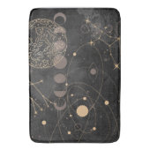 Zwart goud astrologisch patroon badmat (Voorkant Verticaal)