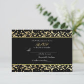 Zwart & Goud Baby's Adem Wedding RSVP kaart (Staand voorkant)