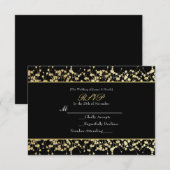 Zwart & Goud Baby's Adem Wedding RSVP kaart (Voorkant / Achterkant)