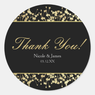 Zwart & Goud Baby's Adem Wedding Stickers