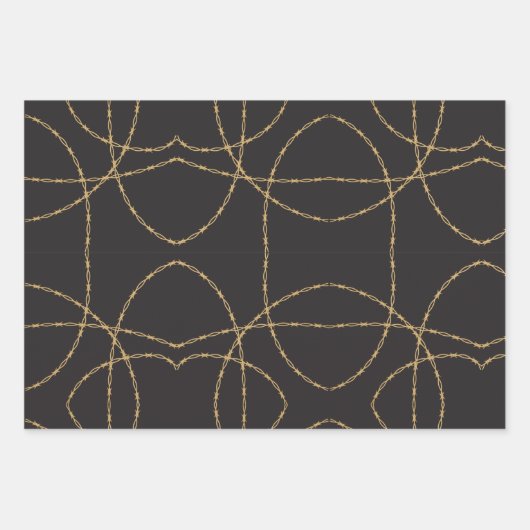 Zwart Goud Barbed Lux Inpakpapier Vel (Voorkant)