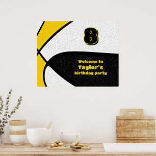 Zwart Goud Basketbal Team Kleuren Feest Welkom Poster
