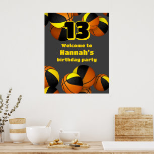 Zwart Goud Basketbal Team Kleuren Feest Welkom Poster