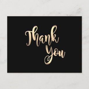 Zwart goud bedankt Metaal Glitter Clean Briefkaart