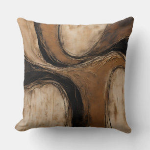 Zwart Goud Beige Abstract Gemarmerd Kussen