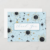 Zwart Goud Blauw Hemelse Bruiloft Dank u Kaart (Voorkant / Achterkant)