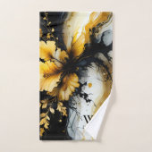 Zwart goud bloem marmer bad handdoek (Handdoek)