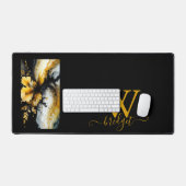Zwart goud bloem marmer bureaumat (Keyboard & Muis)