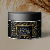 Zwart & Goud Bloemen Cosmetische Jar Wraparound La Waterfles Etiket