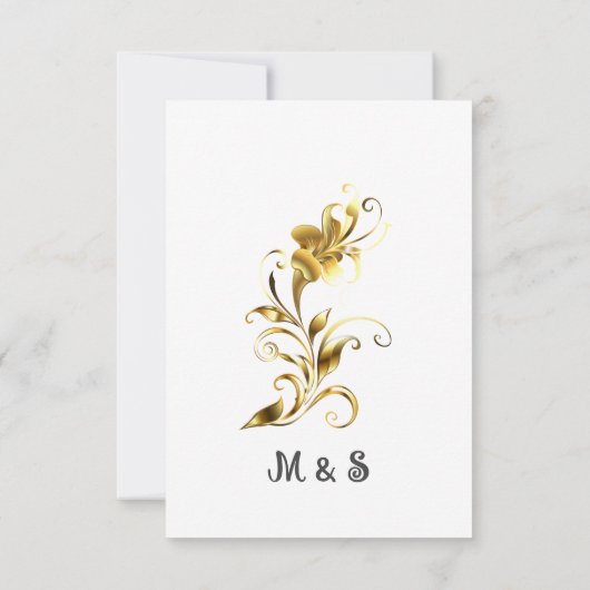 Zwart Goud Bloemen Geometrisch Monogram Terug Brui Save The Date (Achterkant)