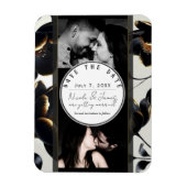 Zwart & Goud Bloemen Greige bruiloft Save the Date Magneet (Verticaal)