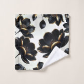 Zwart & Goud Bloemen Greige Elegant Dark Moody Bad Handdoek (Wasdoekje)