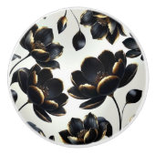 Zwart & Goud Bloemen Greige Elegant Dark Moody Keramische Knop (Voorkant)
