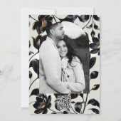 Zwart & Goud Bloemen Greige Wedding Kaart (Achterkant)