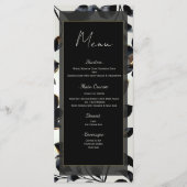 Zwart & Goud Bloemen Greige Wedding Menu (Voorkant)