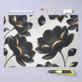 Zwart & Goud Bloemen Greige Wedding Tissuepapier (Craft)