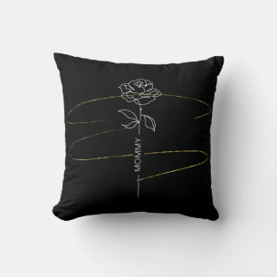 Zwart & Goud Bloemen Kussen – Stijlvolle Mom Decor