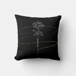 Zwart & Goud Bloemen Kussen – Stijlvolle Mom Decor