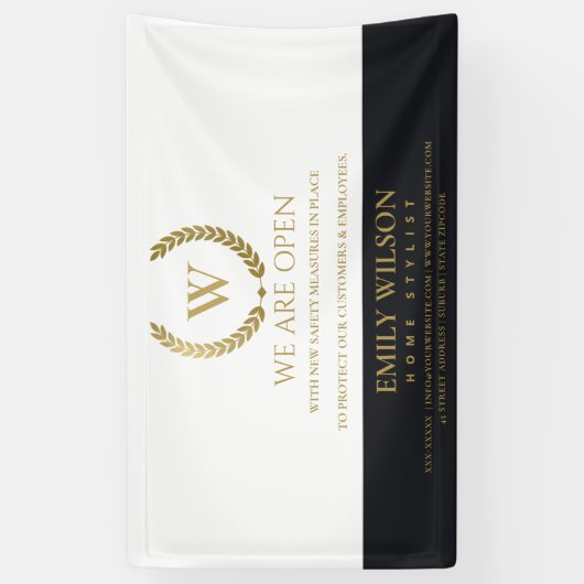 ZWART GOUD BLOEMEN LAUREL KRANS INITIAAL HEROPENIN SPANDOEK (Verticaal)