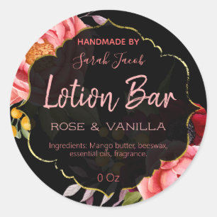 Zwart Goud Bloemen Lotion Bar Labels
