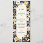 Zwart & Goud Bloemen Plat Menu (Voorkant)