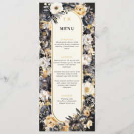 Zwart & Goud Bloemen Plat Menu