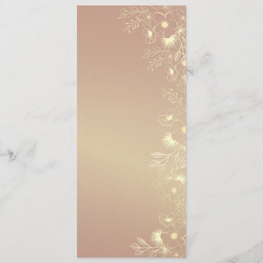 Zwart Goud Bloemen Trouwmenu Kaart (Achterkant)