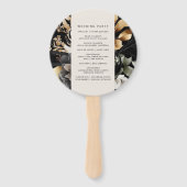 Zwart Goud Bloemen Trouwprogramma Hand Fan Handwaaier (Achterkant)