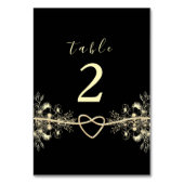 Zwart Goud Bloemen Trouwtafel Nummer Kaart (Achterkant)
