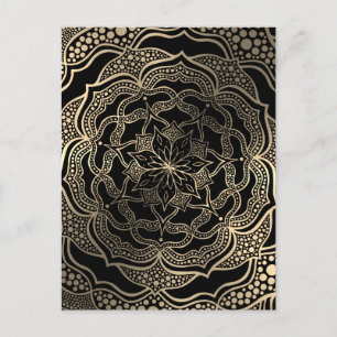 Zwart & goud bloemmotief mandala mooi stijlvol chi briefkaart