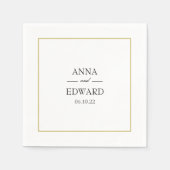 Zwart Goud Blok Bruid en bruidegom Bruiloft Servet (Voorkant)