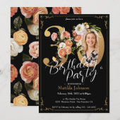 Zwart Goud Boho Bloemen 30e Verjaardag Kaart (Voorkant / Achterkant)