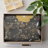 Zwart Goud Boho Wildflower Decoupage Tissuepapier (Geschenk)