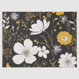 Zwart Goud Boho Wildflower Decoupage Tissuepapier
