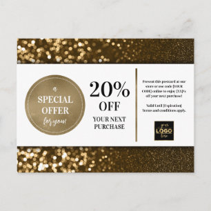 Zwart Goud Bokeh Glitter Coupon Korting Briefkaart