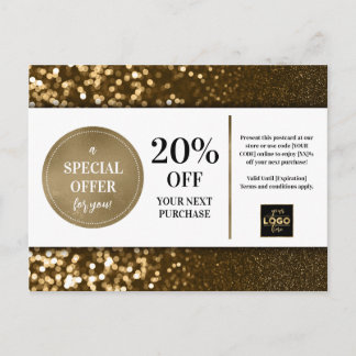 Zwart Goud Bokeh Glitter Coupon Korting Briefkaart