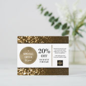 Zwart Goud Bokeh Glitter Coupon Korting Briefkaart (Staand voorkant)