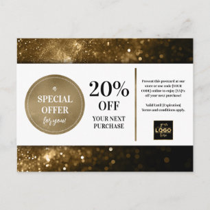 Zwart Goud Bokeh Glitter Coupon Korting Briefkaart