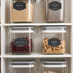 Zwart Goud Border Pantry Organisatie Badge Labels
