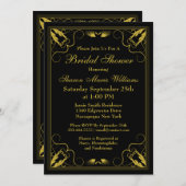  zwart goud bruids doucheuitnodiging kaart (Voorkant / Achterkant)