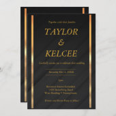 Zwart Goud bruiloft Kaart (Voorkant / Achterkant)