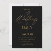Zwart Goud Bruiloft QR Code Fotoscript Kaart (Voorkant)