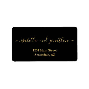 Zwart & Goud Bruiloft Retouradres Labels