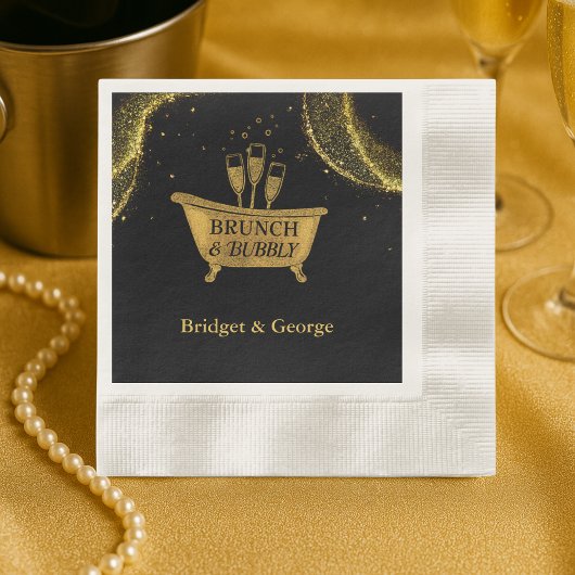 Zwart Goud Brunch & Bubble Wedding Servet