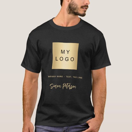 Zwart goud Business logo naam handtekening T-shirt (Voorkant)