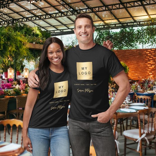 Zwart goud Business logo naam handtekening T-shirt