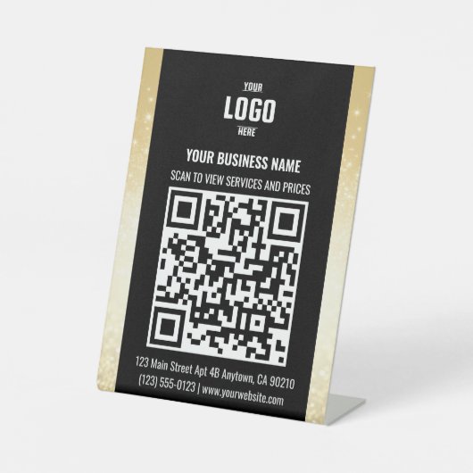 Zwart & Goud Business QR Code voetstuk Reclamebord Met Voetstuk (Voorkant)