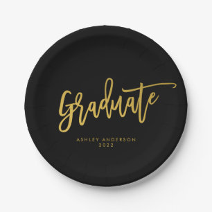 Zwart & Goud Calligrafie Script Afstudeerfeest Papieren Bordje
